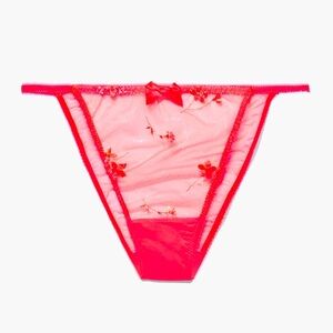 New Savage x Fenty Foiled Sprigs Embroidered Floral String Bikini Pink Undies